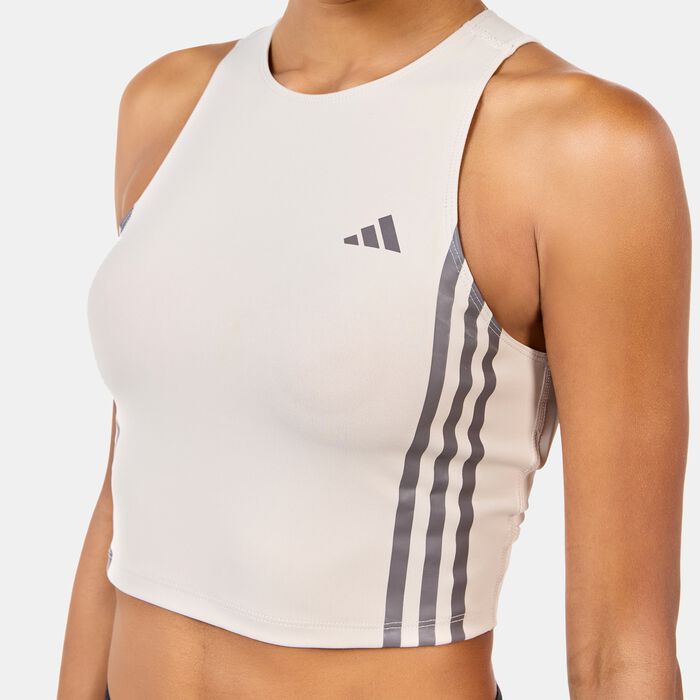 adidas Women's Own The Run 3-Stripes Running Tank Top Beige adidas Women's Own The Run 3-Stripes Running Tank Top Beige image number 3