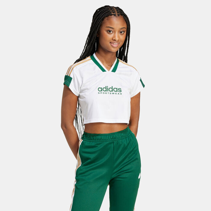 adidas Women's Tiro Cut 3-Stripes Cropped Jersey White adidas Women's Tiro Cut 3-Stripes Cropped Jersey White image number 0
