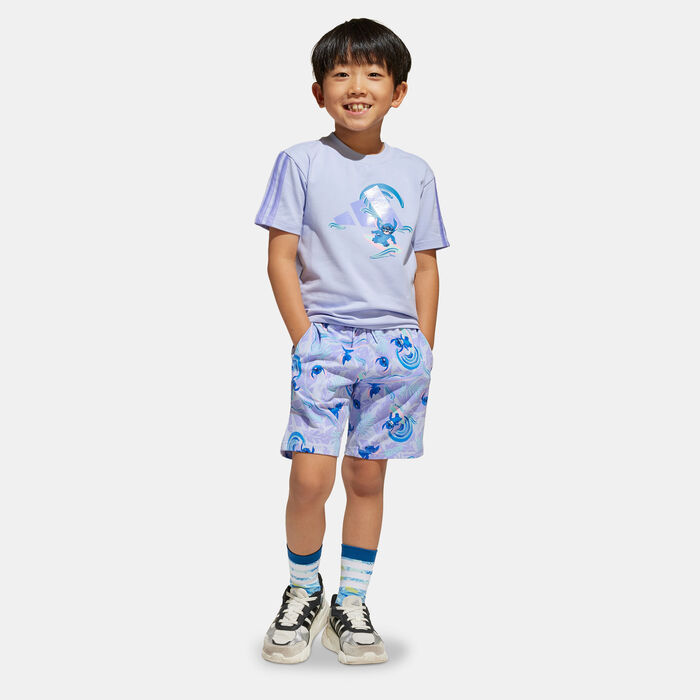 adidas Kids' Disney Lilo & Stitch T-Shirt and Shorts Set Purple adidas Kids' Disney Lilo & Stitch T-Shirt and Shorts Set Purple image number 0