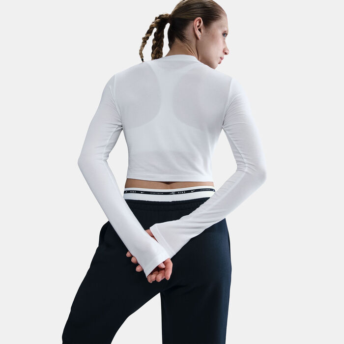 Nike Women's Sportswear Chill Knit Crop Top White image number 4