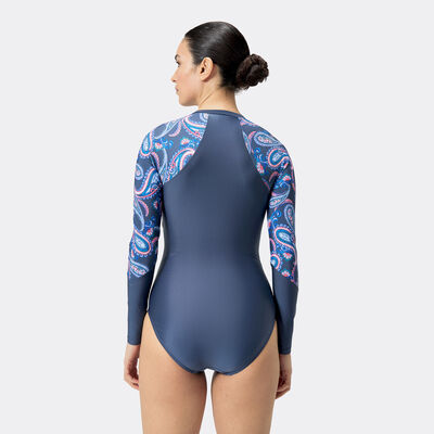 Speedo Women's Long Sleeve One-Piece Swimsuit Blue Speedo Women's Long Sleeve One-Piece Swimsuit Blue
