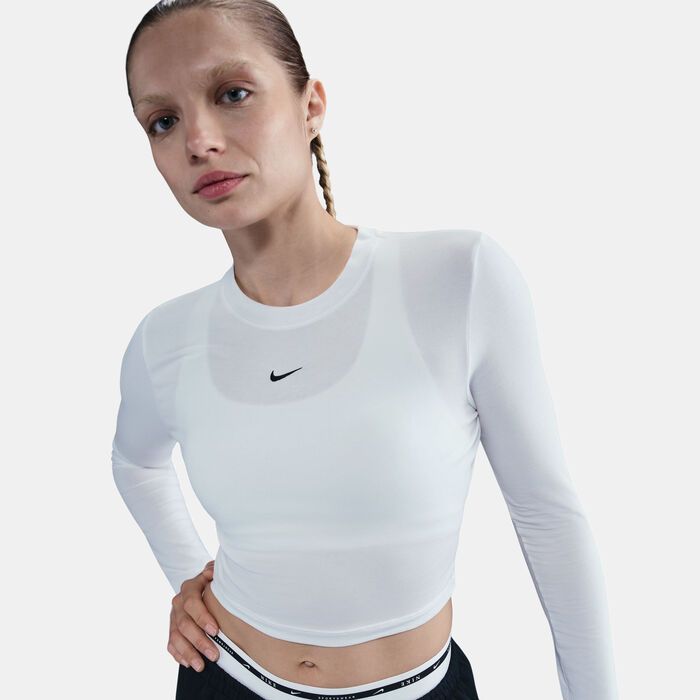 Nike Women's Sportswear Chill Knit Crop Top White image number 3
