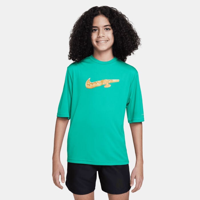Nike Swim Kids' Logo Hydroguard Swimming T-Shirt Green Nike Swim Kids' Logo Hydroguard Swimming T-Shirt Green image number 0