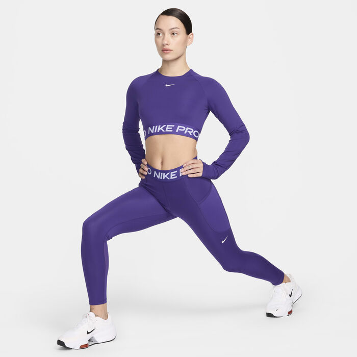 Nike Women's Pro Dri-FIT Crop Top Purple Nike Women's Pro Dri-FIT Crop Top Purple image number 5