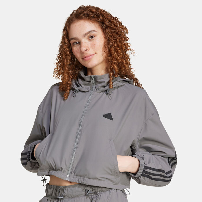 adidas Women's Future Icons 3-Stripes WIND.RDY Jacket Grey image number 3