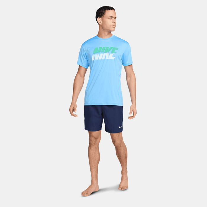 Nike Swim Men's Logo Hydroguard Swimming T-Shirt Blue Nike Swim Men's Logo Hydroguard Swimming T-Shirt Blue image number 2