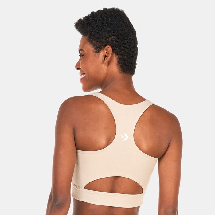 Converse Women's Wordmark Sports Bra Top Beige Converse Women's Wordmark Sports Bra Top Beige image number 1