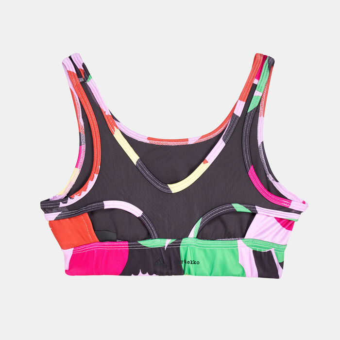 adidas Kids' x Marimekko Believe This AEROREADY Training Floral-Print Sports Bra Pink image number 1