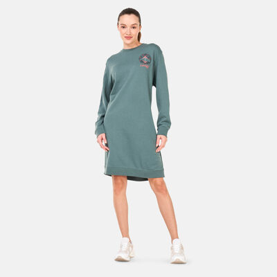 Timberland Women's Check-Logo Crewneck Dress Green