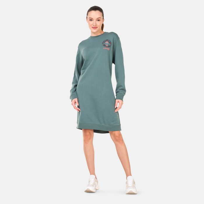 Timberland Women's Check-Logo Crewneck Dress Green image number 0