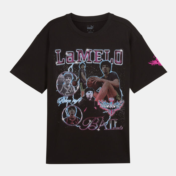PUMA Men's LaMelo Iridescent Hornets T-Shirt Black image number 0