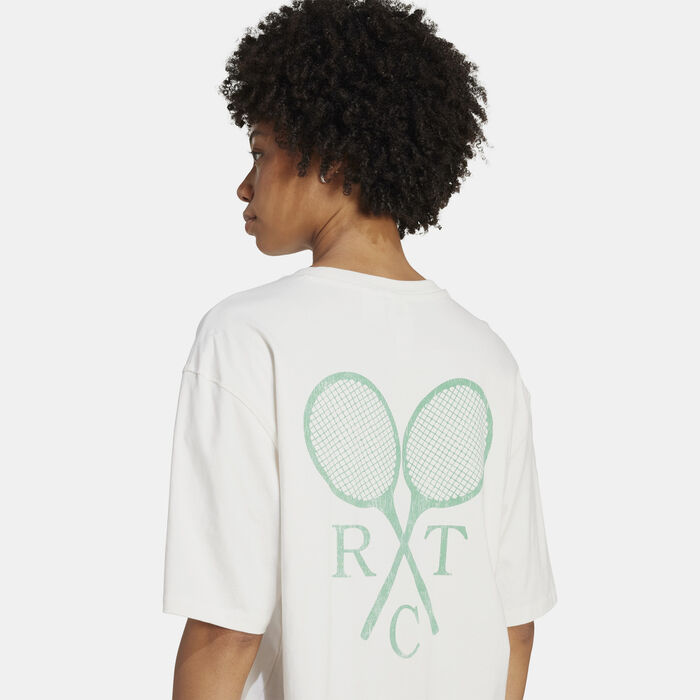 adidas Originals Women's Retro Tennis Boyfriend T-Shirt White adidas Originals Women's Retro Tennis Boyfriend T-Shirt White image number 4
