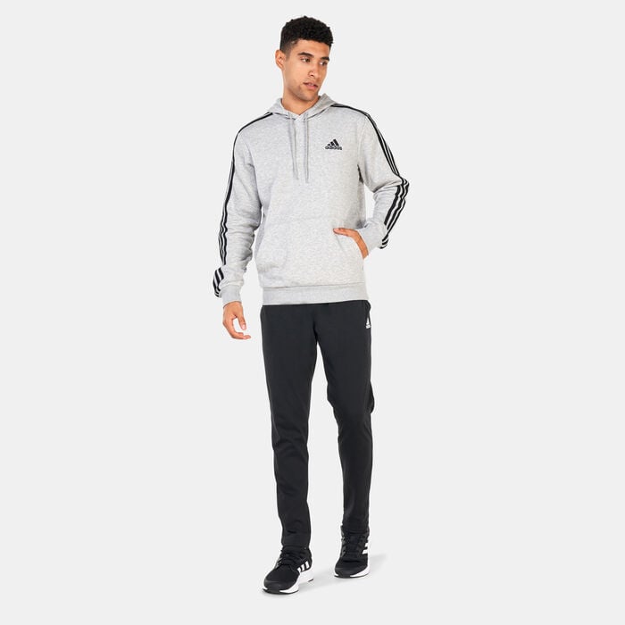 adidas Men's Essentials Fleece 3-Stripes Hoodie Grey adidas Men's Essentials Fleece 3-Stripes Hoodie Grey image number 2