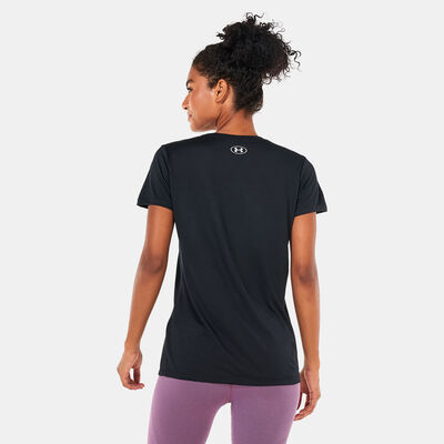 Under Armour Women's Tech Solid Logo Arch SSC T-Shirt Black