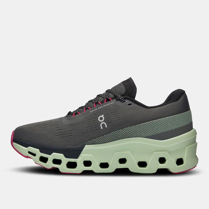On Women's Cloudmonster 2 Running Shoes Grey On Women's Cloudmonster 2 Running Shoes Grey image number 2