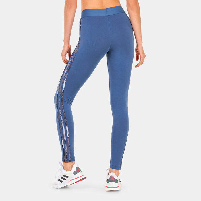 adidas Women's 3 Stripes Leggings Blue adidas Women's 3 Stripes Leggings Blue image number 1