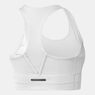 adidas Women's Run Pocket Medium-Support Training Sports Bra White