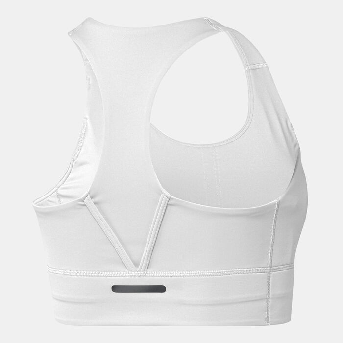 adidas Women's Run Pocket Medium-Support Training Sports Bra White image number 1