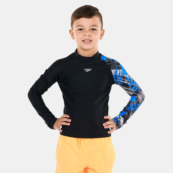 Speedo Kids' Printed Long Sleeve Rashguard Black image number 0