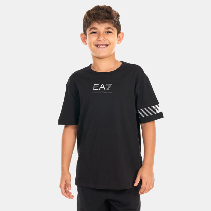 EA7 Emporio Armani Kids' 7 Lines Logo T-Shirt Black EA7 Emporio Armani Kids' 7 Lines Logo T-Shirt Black image number 0