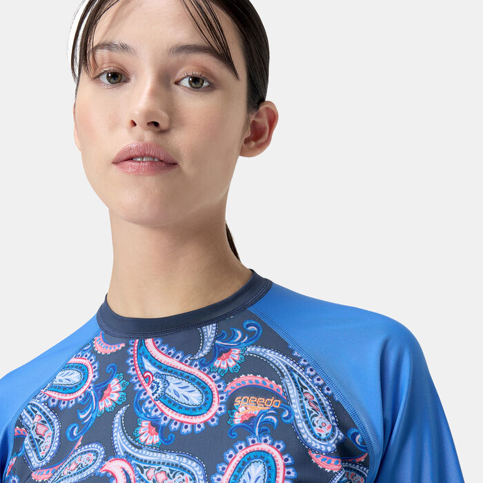 Speedo Women's Long Sleeve Swimming Rashguard Blue Speedo Women's Long Sleeve Swimming Rashguard Blue image number 3