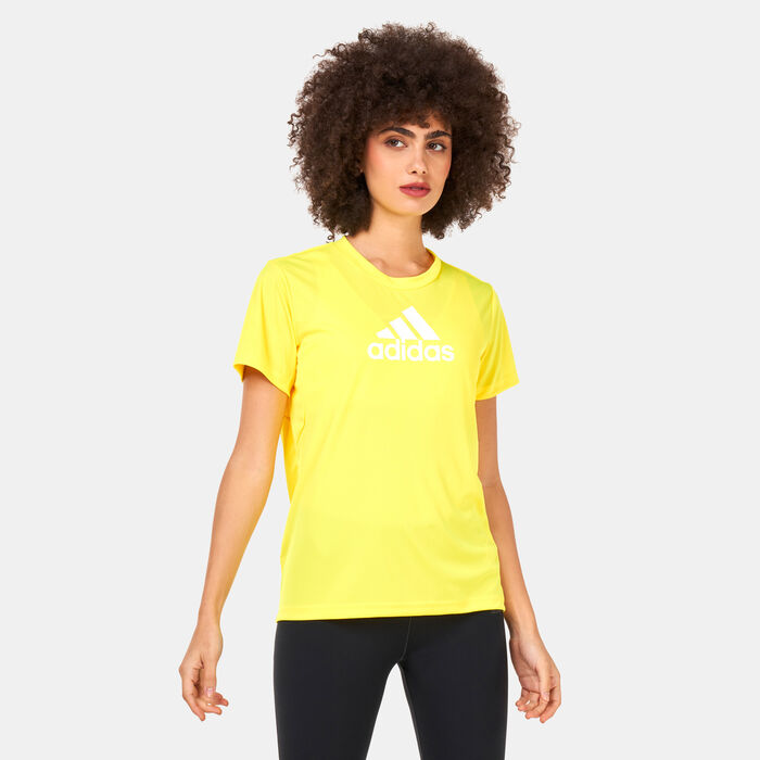 adidas Women's Primeblue Designed 2 Move Logo Sport T-Shirt yellow adidas Women's Primeblue Designed 2 Move Logo Sport T-Shirt yellow image number 0