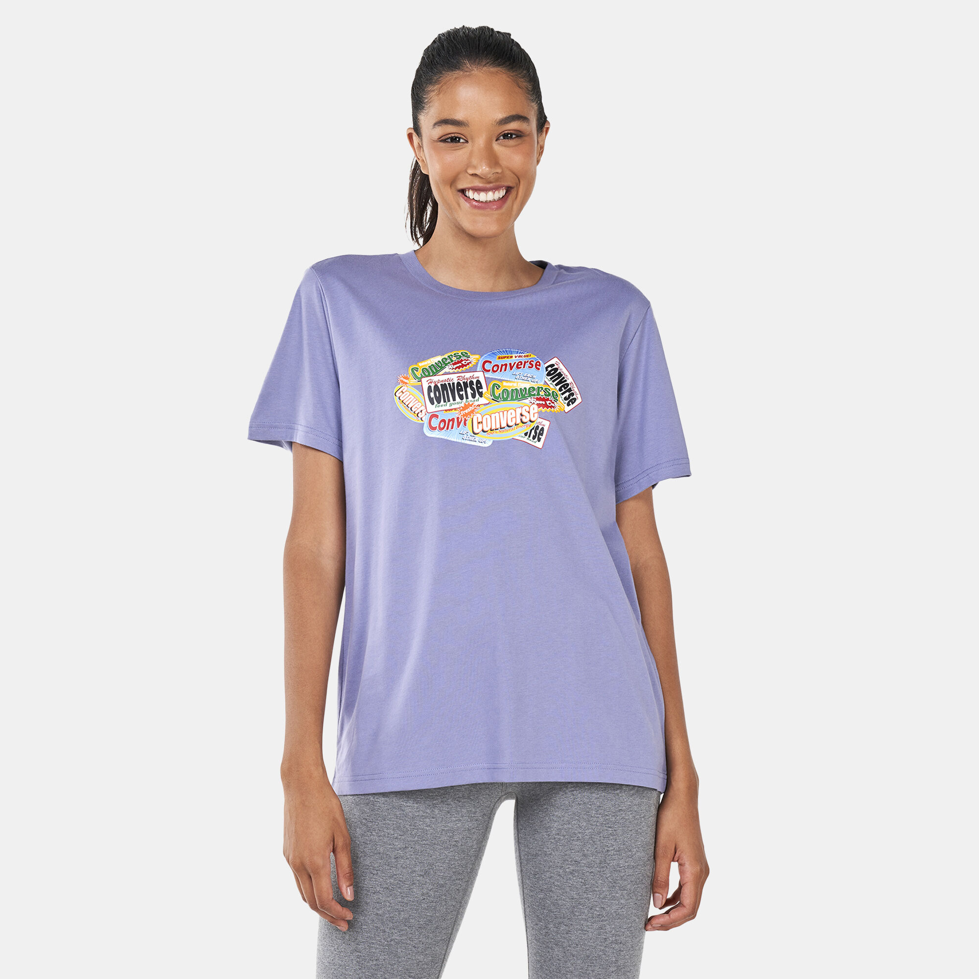 Converse t shirt womens online purple