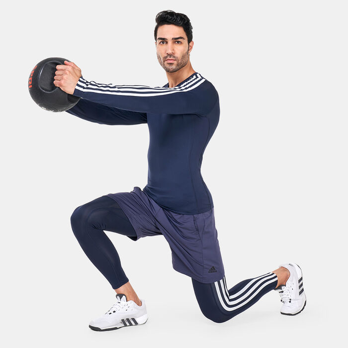 Buy adidas Men's Techfit 3-Stripes Training Long Tights Blue in KSA -SSS