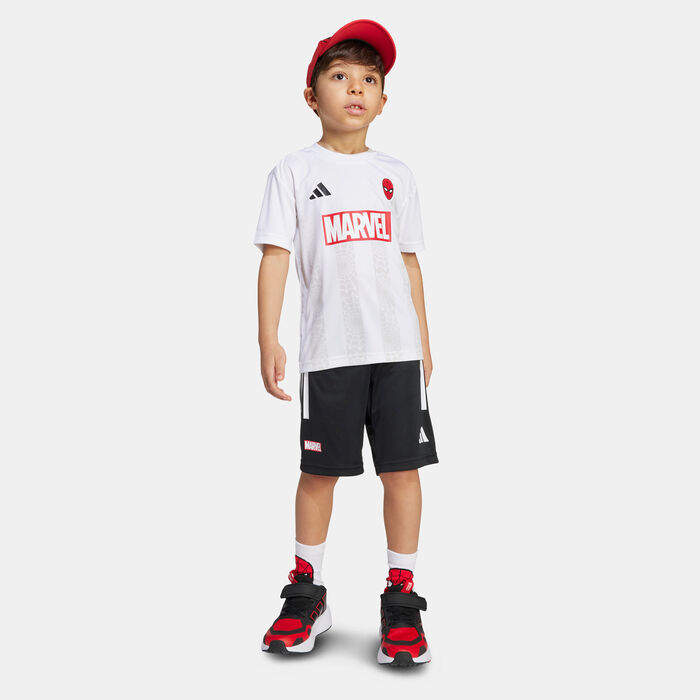 adidas Kids' Marvel Spiderman T-Shirt And Shorts Set White image number 2