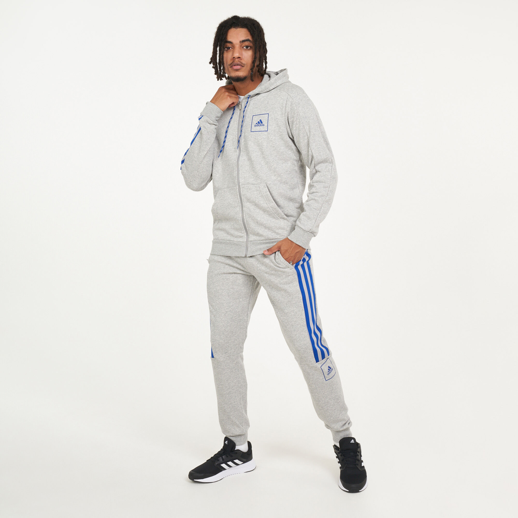 Men s 3 Stripes Tape Full Zip Hoodie