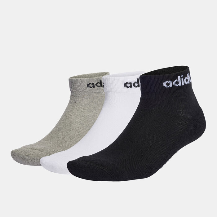 adidas Men's Linear Cushioned Ankle Socks (3 Pack) Grey adidas Men's Linear Cushioned Ankle Socks (3 Pack) Grey image number 0