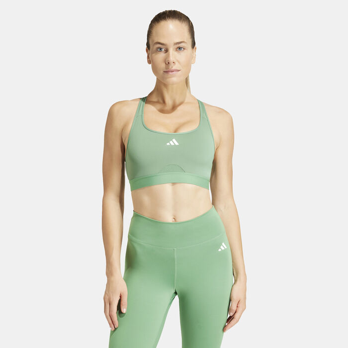 adidas Women's Powerreact Medium-Support Sports Bra Green adidas Women's Powerreact Medium-Support Sports Bra Green image number 0