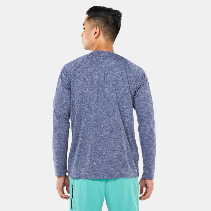 Nike Swim Men's Heathered Long-Sleeve Hydroguard Swim Shirt Blue Nike Swim Men's Heathered Long-Sleeve Hydroguard Swim Shirt Blue image number 1