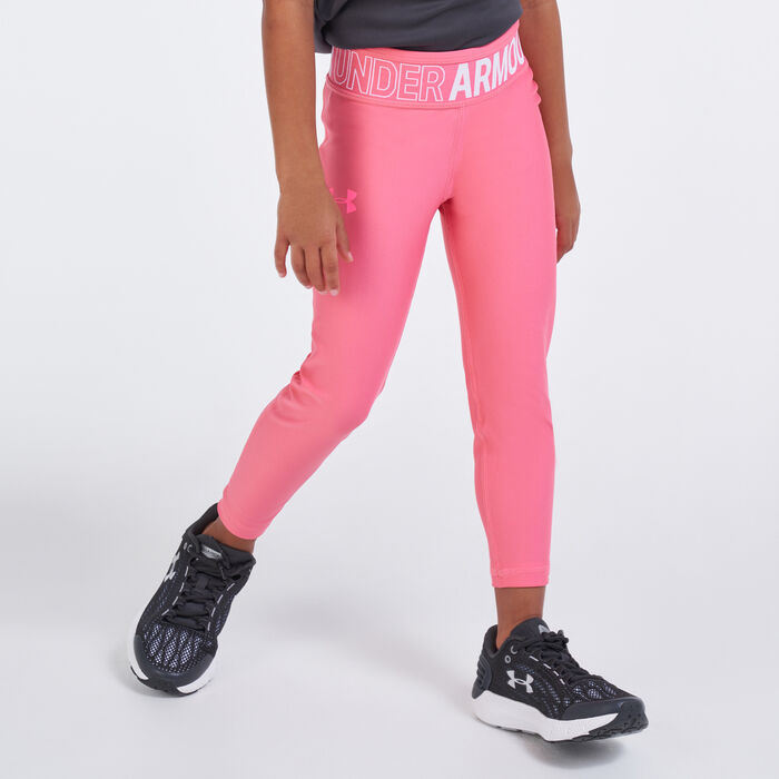Buy Under Armour Kids' HeatGear® Armour Ankle Crop Girls' Capri Leggings  (Younger Kids) Pink in KSA -SSS