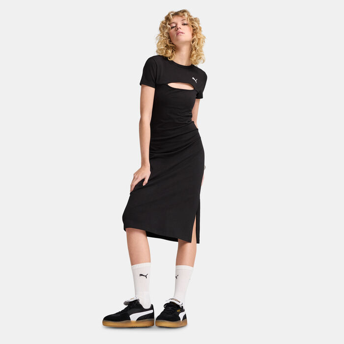 PUMA Women Essential Midi Dress Black PUMA Women Essential Midi Dress Black image number 0