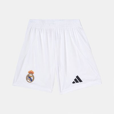 adidas Kids' Real Madrid Home Football Shorts - 2024/25 White adidas Kids' Real Madrid Home Football Shorts - 2024/25 White