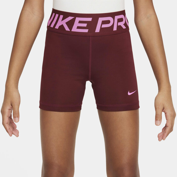Nike Girls' Pro Dri-FIT Shorts Maroon Nike Girls' Pro Dri-FIT Shorts Maroon image number 1