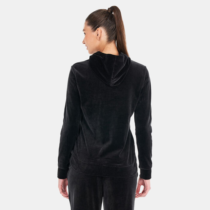 PUMA Women's Essentials+ Velour Hoodie Black image number 1