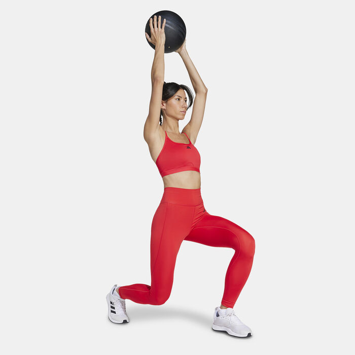 adidas Women's Aeroreact Light-Support Training Sports Bra Orange image number 2