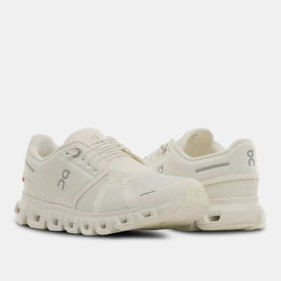 On Women's Cloud 6 Running Shoes White On Women's Cloud 6 Running Shoes White
