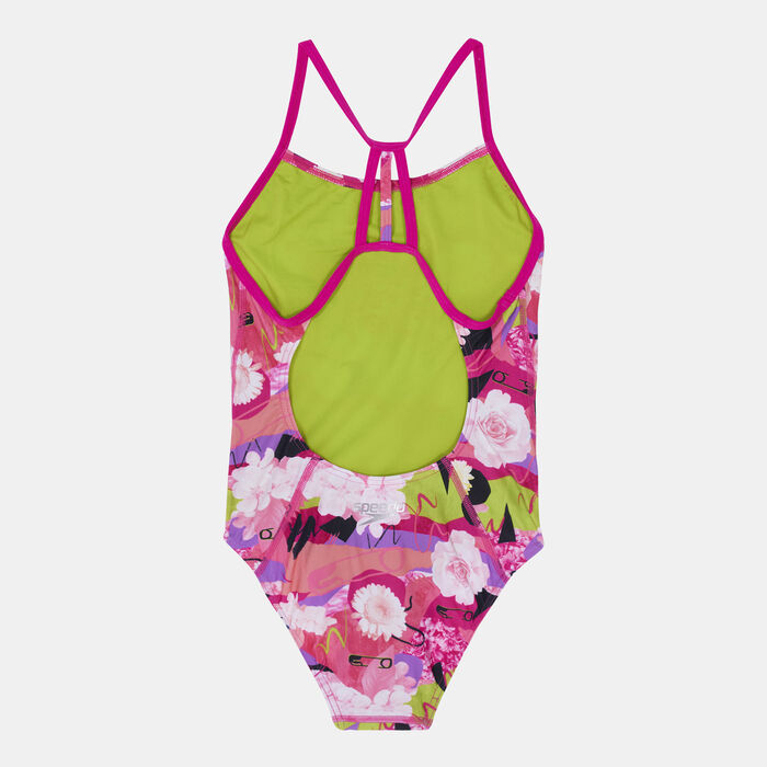 Speedo Kids' Punk Floral Lane Line Back Allover Print Swimsuit Multi-Color Speedo Kids' Punk Floral Lane Line Back Allover Print Swimsuit Multi-Color image number 1