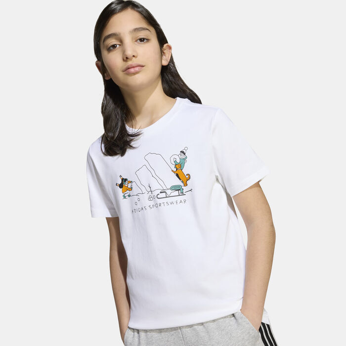 adidas Kids' Winter Sports Graphic T-Shirt White adidas Kids' Winter Sports Graphic T-Shirt White image number 3