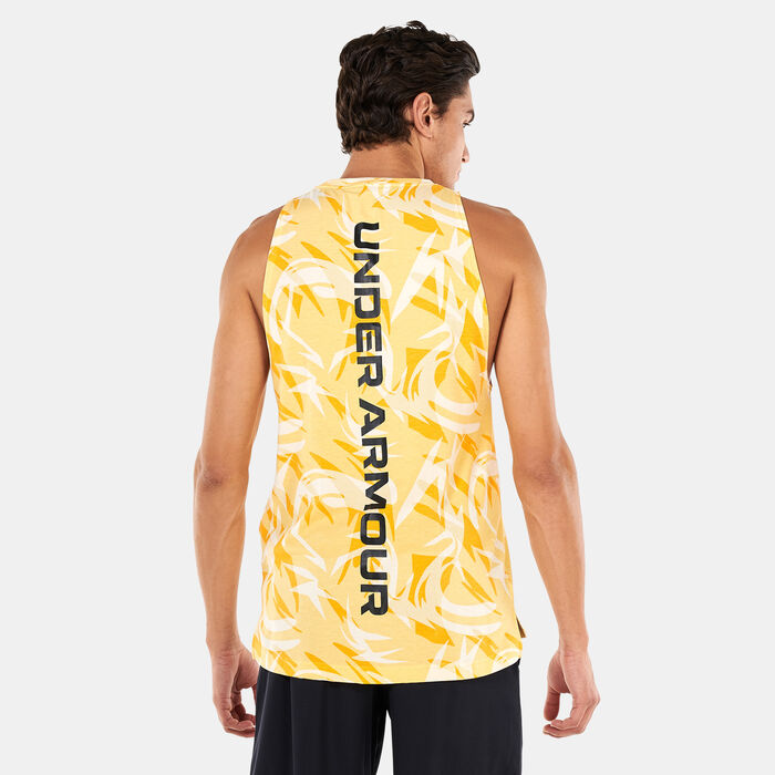 Under Armour Men's UA Baseline Printed Tank Top Orange image number 1