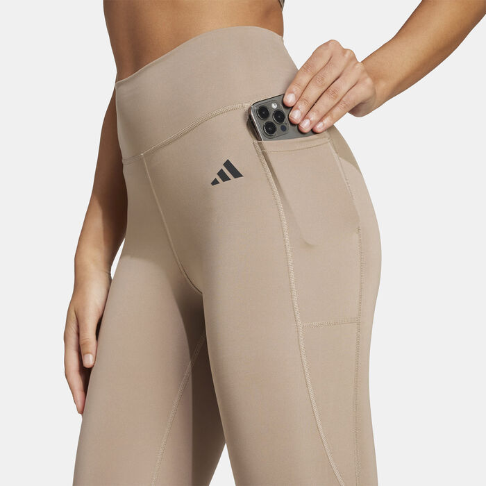 adidas Women's Optime Essentials Training Leggings Brown adidas Women's Optime Essentials Training Leggings Brown image number 4