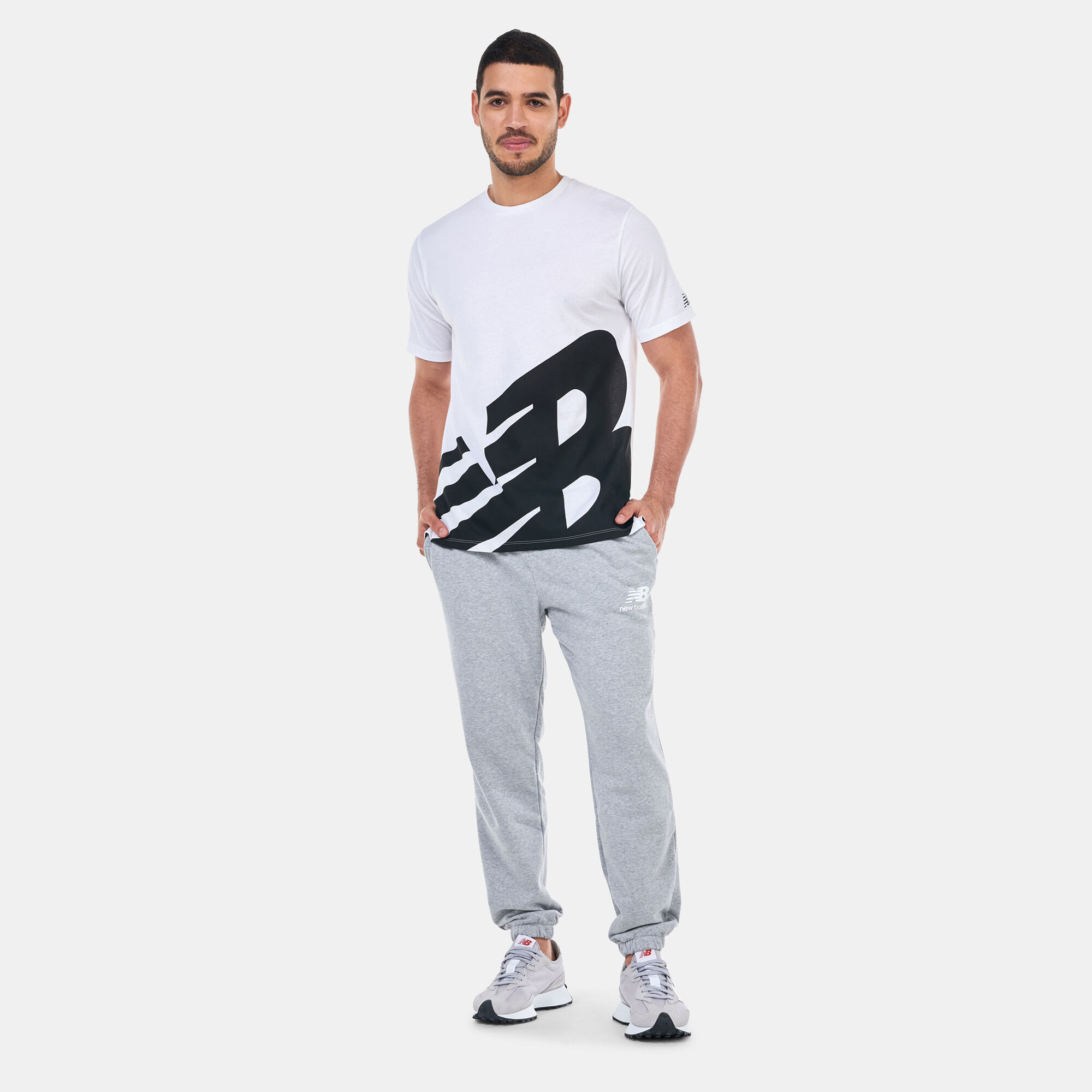 Buy New Balance Men s Essentials Stacked Logo Sweatpants Grey in