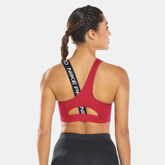 Nike Women's Pro Dri-FIT Swoosh Asymmetric Sports Bra Red Nike Women's Pro Dri-FIT Swoosh Asymmetric Sports Bra Red image number 1