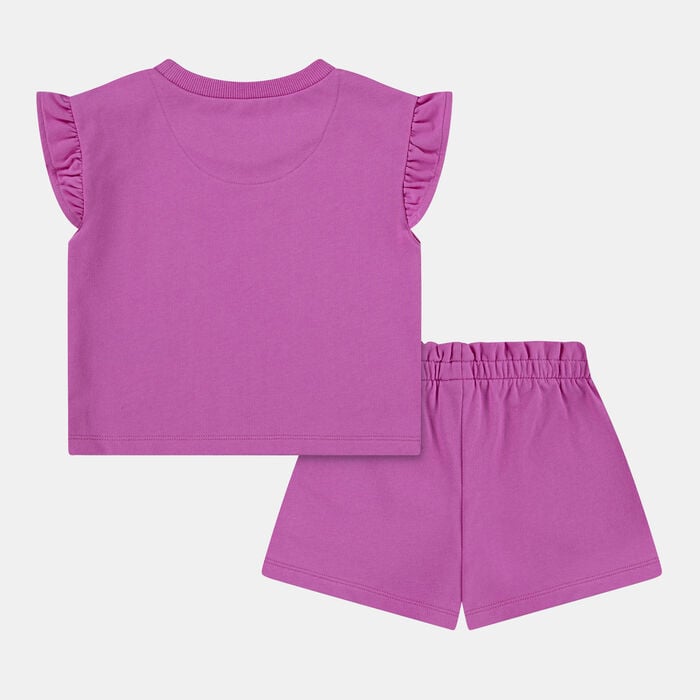 Nike Kids' French Terry T-Shirt and Shorts Set Pink Nike Kids' French Terry T-Shirt and Shorts Set Pink image number 1