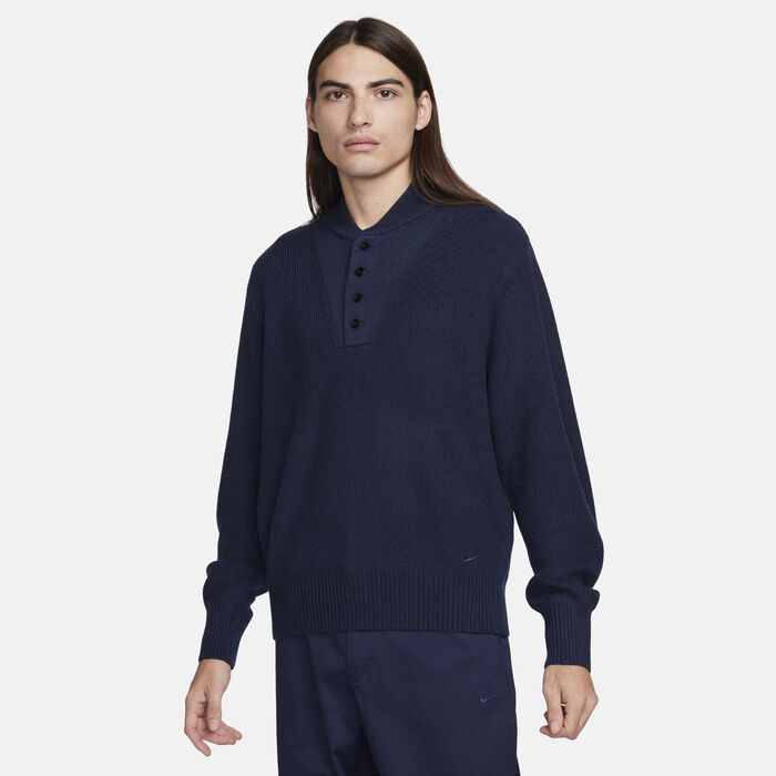 Nike Men's Life Long-Sleeve Military Henley Jumper Blue Nike Men's Life Long-Sleeve Military Henley Jumper Blue image number 0