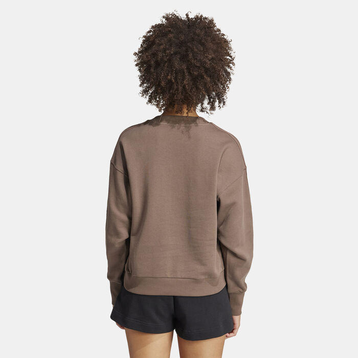 adidas Women's ALL SZN French Terry 3-Stripes Sweatshirt Brown adidas Women's ALL SZN French Terry 3-Stripes Sweatshirt Brown image number 1