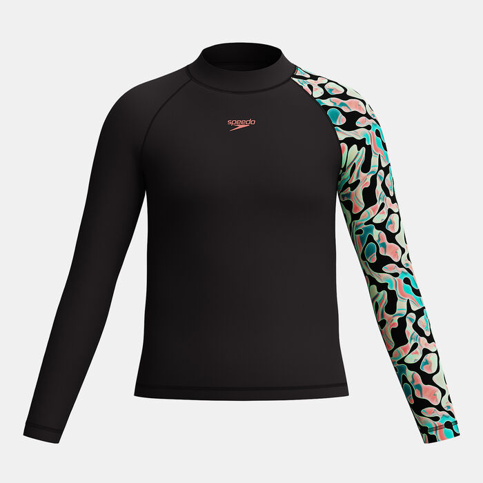 Speedo Kids' Printed Swimming Rashguard Black Speedo Kids' Printed Swimming Rashguard Black image number 0